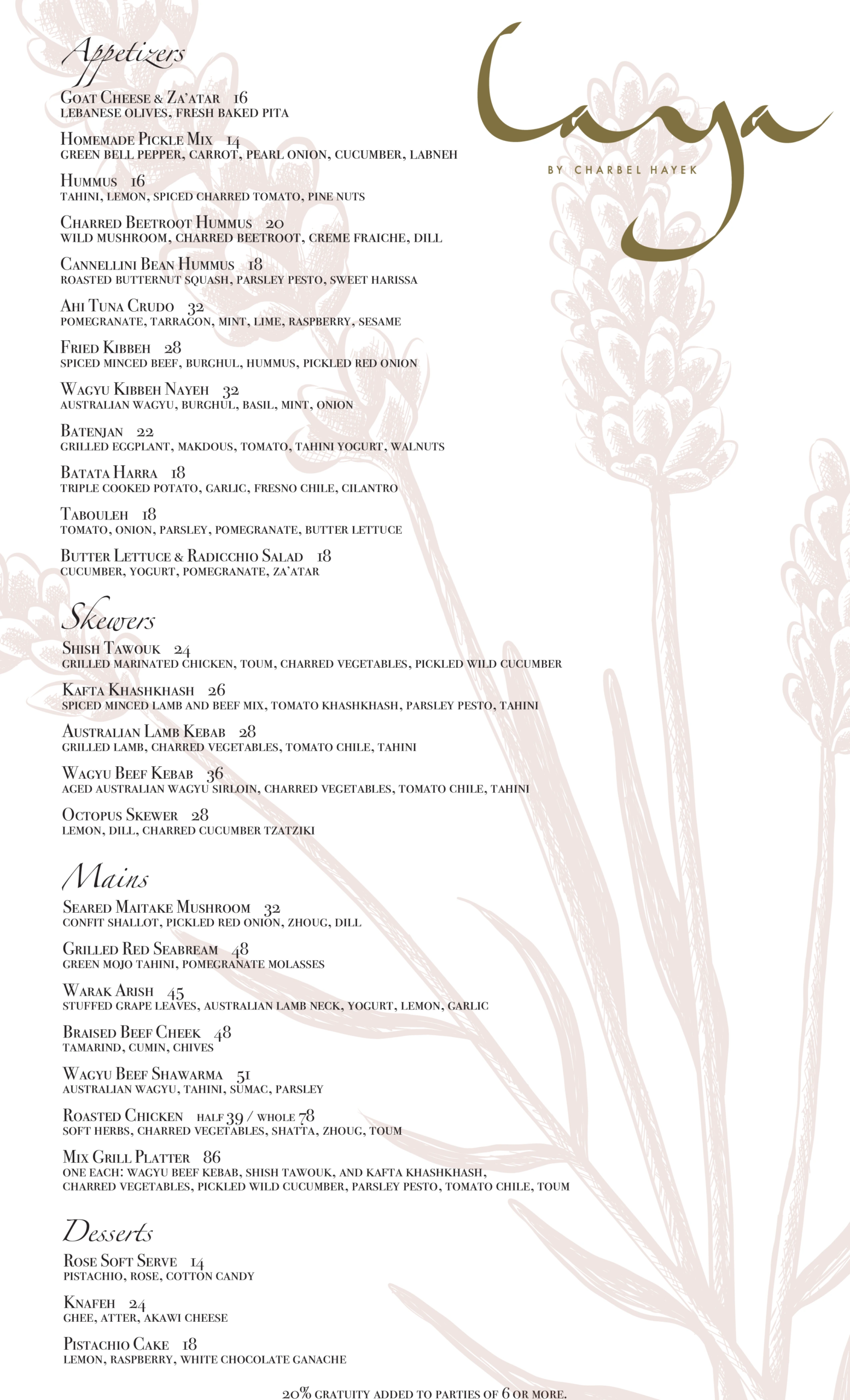 Laya Restaurant Food Menu 01.07