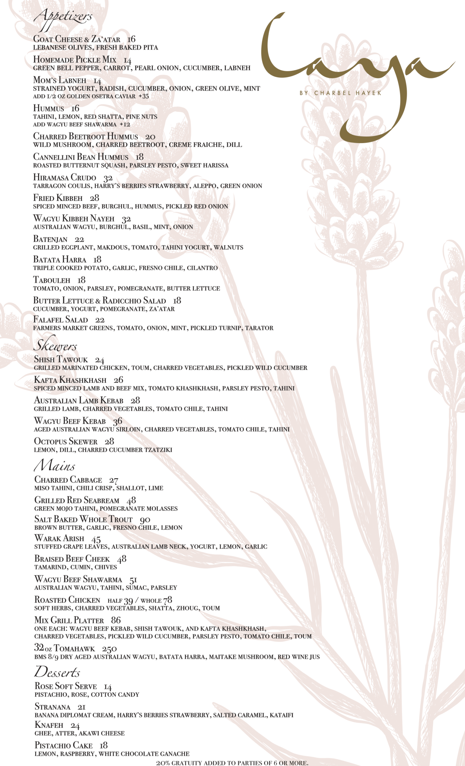 Laya Restaurant Food Menu 05.27