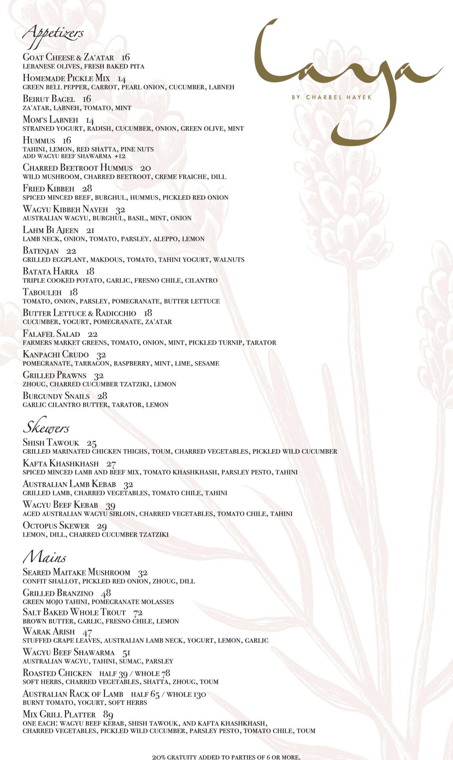 Laya Restaurant Food Menu 050926